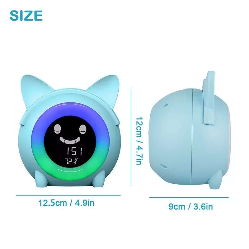Kids Child Alarm Clock Sleep Training Clock Colorful Night Light Digital Wake Up Clock with Temperature NAP Timer for Bedroom