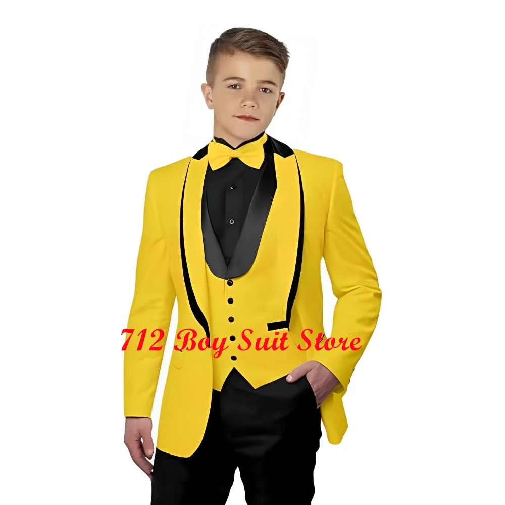 Formal Boys Tuxedo 3 Pieces Set  Slim Fit Jacket Vest Pants Set Party Wedding Children's Blazer Dresswear Kids Suits Outfits