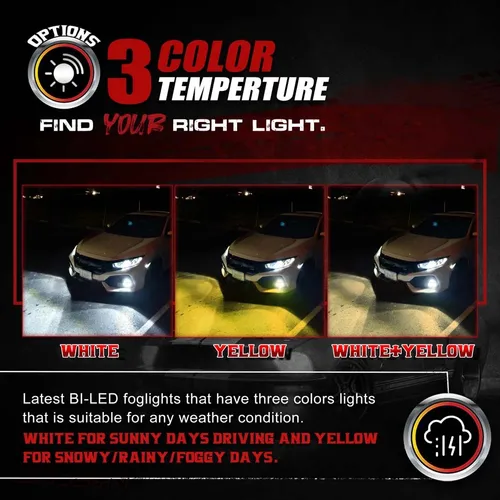 Imagen 2 del producto Lámpara antiniebla de doble lente Láser Universal, Bombilla de faro LED Hb3, 9005H8, H9, H11, 3 pulgadas