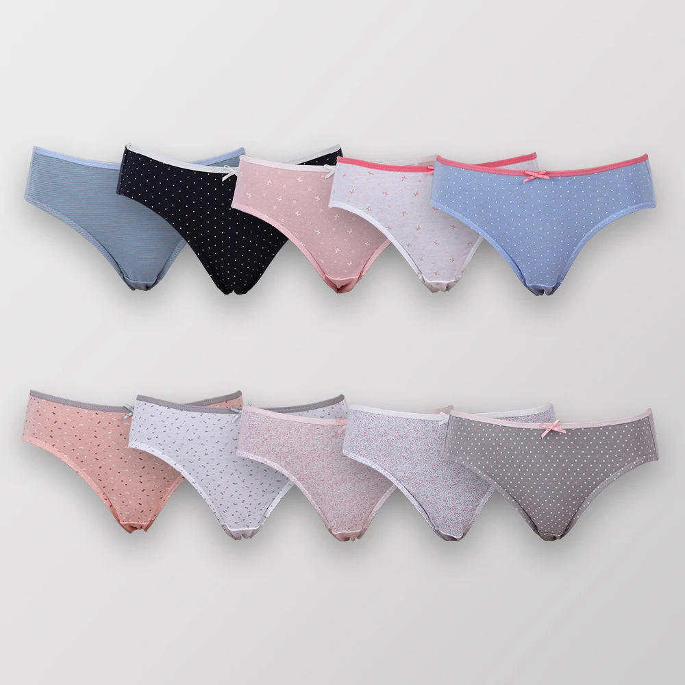 [Set of 10] Women's Midi Panties 19009+19010 Women's Underwear//Daily Panties/Panties Set/Cotton Panties/Triangle Panties/Junior Panties/Women's Panties_CALL RA S