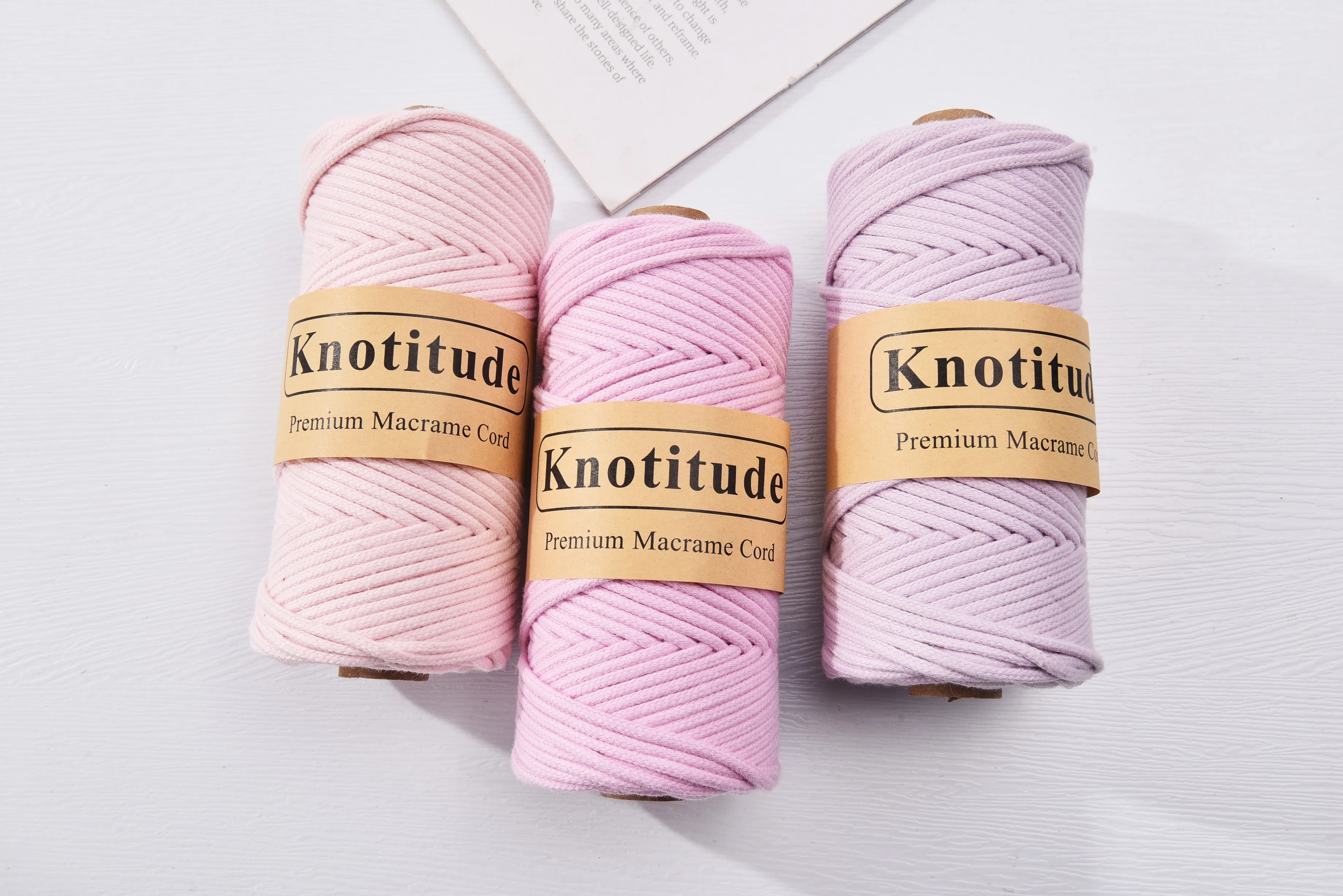 KNOTITUDE Braided Cotton Cord 3mm × 90 Yards Natural Macrame Cotton Cord Bohemia Macrame Rope for Handmade Plant Hangers Wall