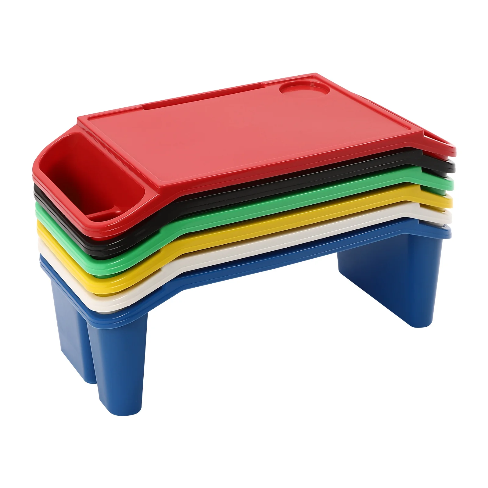 6 Pcs Kids Lap Desk Tray, Rectangular Lap Desks,Lap Desk Tray Rounded Corners Anti-slip Bottom for Writing Eating Game Classroom