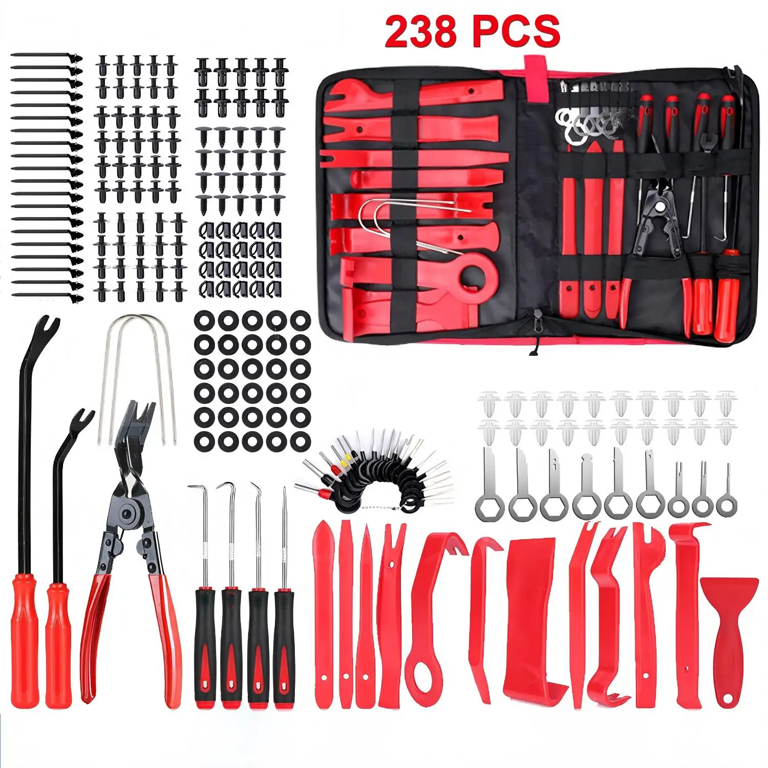 238-teiliges Werkzeugset zum Entfernen von Verkleidungen, Auto-Panel-Radio-Stereo-Clip-Zange, Befestigungsentferner, Hebelhaken, Polsterreparatur-Werkzeug