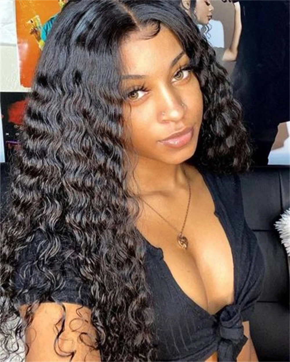 100 % HD 13x4 Echthaar-Vollspitze-Frontal-Perücken, natürliche Wellen-Echthaar-Perücke, lose tiefe Welle, HD-Spitze-Perücke für Frauen, 200 % Dichte