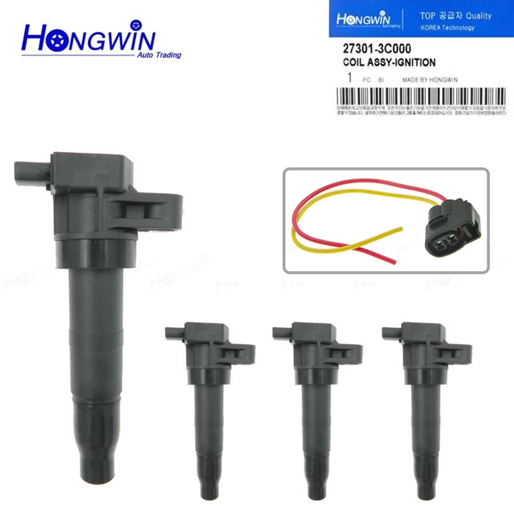 4PCS 27301-3C000 Ignition Coil For Hyundai Kia 2.4L3.3L 3.5L 3.8L 2006-2015 27301 3C000 27301-3C010 27301 3C010 273013C000 UF546