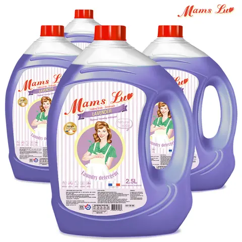 맘스럽 MamsLuv 딥클린 라벤더 액체세제 2.5LX4개 베이킹소다 세탁력 인증된 유해물질무첨가 중성세제