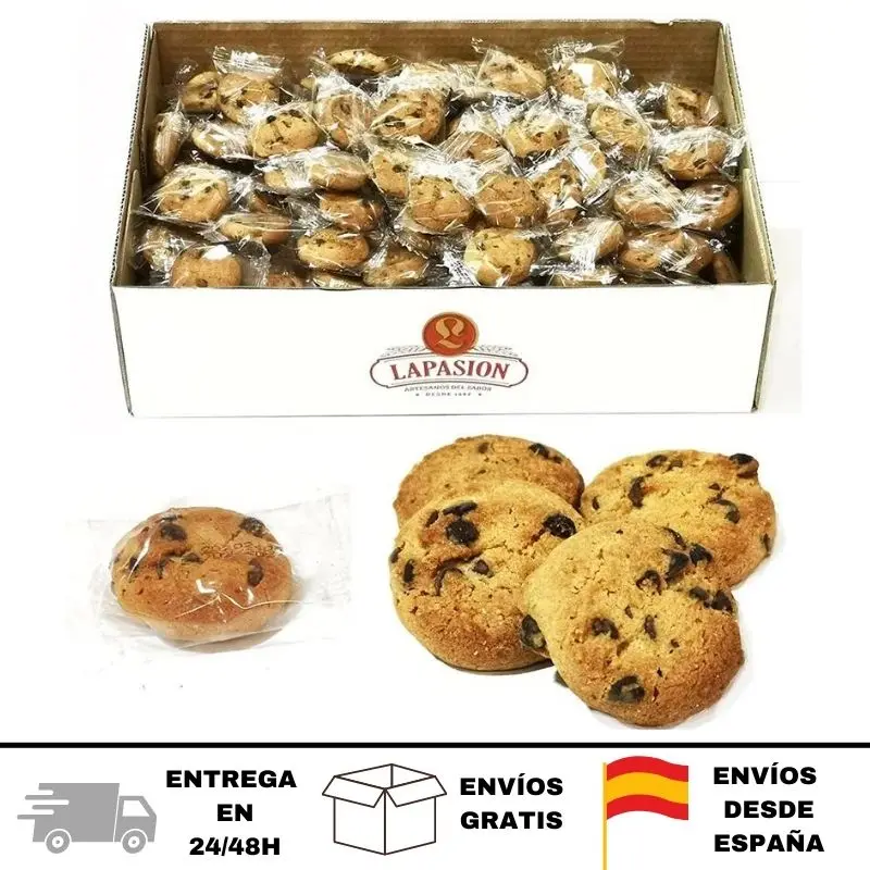 Lapasion - Crujientes  Galletas Mini Chokis con Chips de Chocolate | 2kg | Productos de  Repostería Envueltas en Porciones Individuales