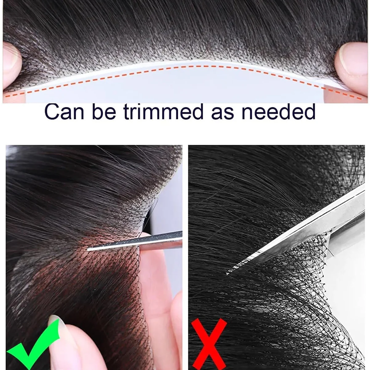 6 Inch Seamless Hairline Topper Natural Look Replacement for Forehead Fringe & Hairline Invisible Edge Adhesive Hair Extensions