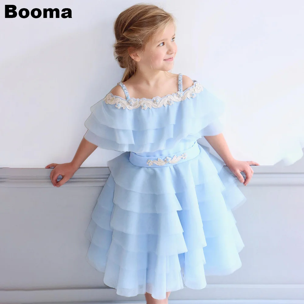 

Booma A-Line Flowers Girl Dresses Tiered Organza Appliques Wedding Party Dress for Kids Girls Prom Gowns Customized