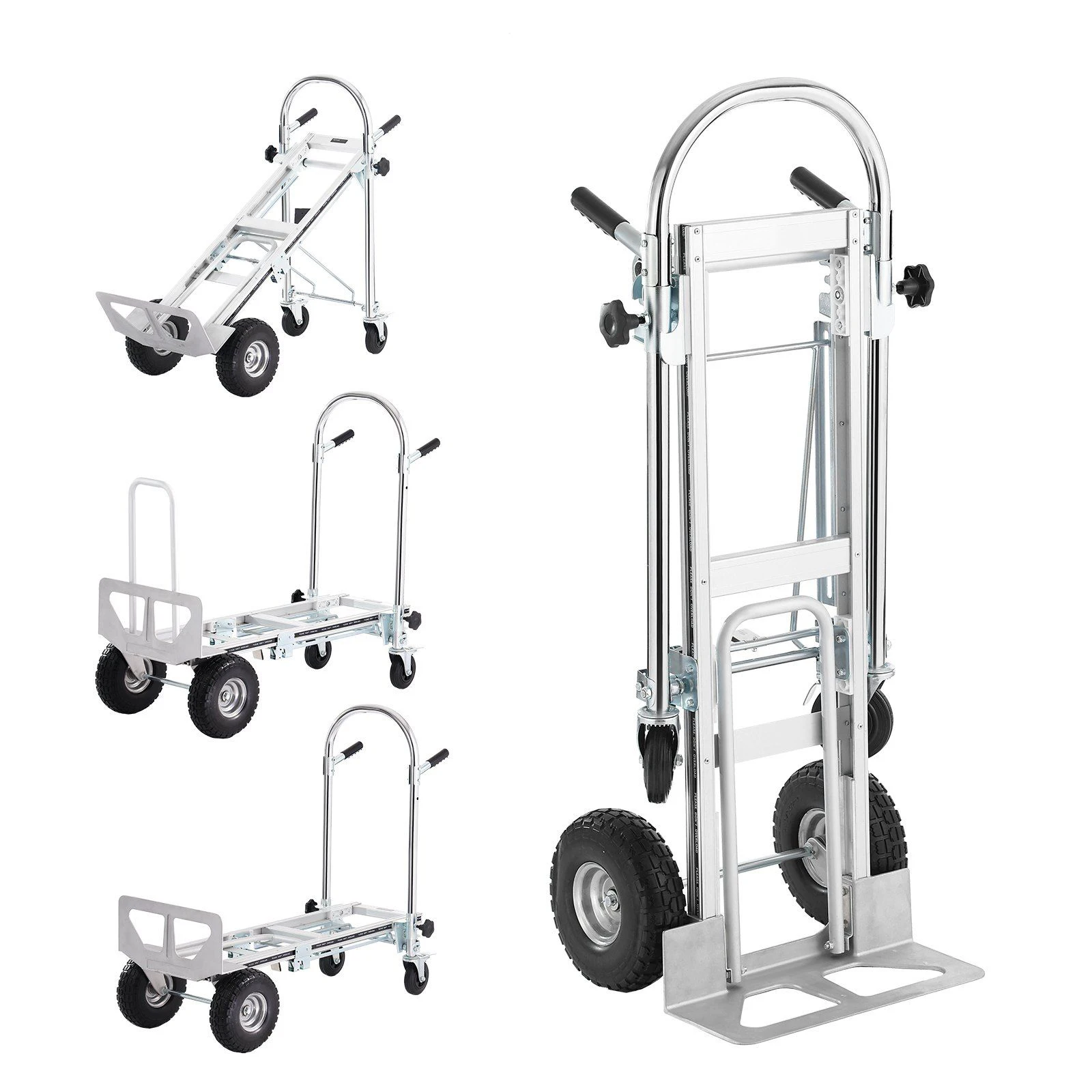 

Aluminum Folding Hand Truck, 4 in 1 Design 1000 lbs Capacity, Heavy Duty Industrial Collapsible Dolly Cart with Rubber Wheels