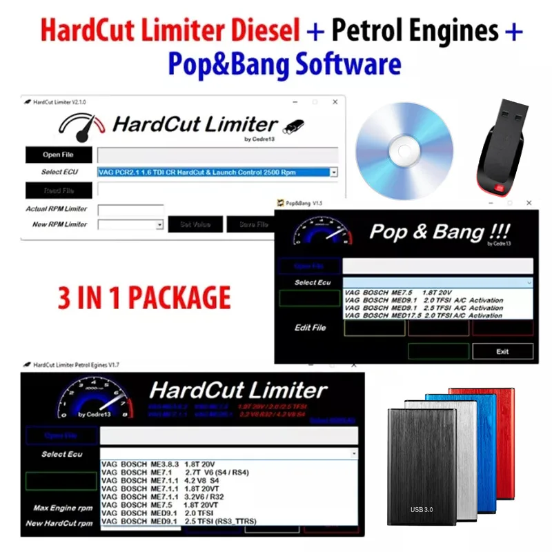 HardCut Limiter Diesel + Petrol Engines + Pop&Bang Software 3 IN 1 PACKAGE