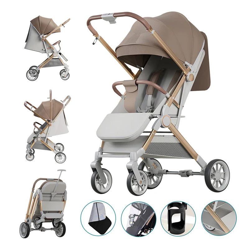 New Baby Stroller Can Sit and Lie Light Baby Stroller Walking Baby Stroller folk High Landscape Umbrella Car Outdoor Travel