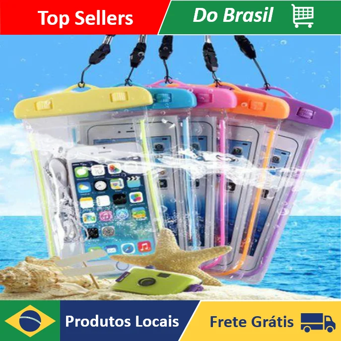 5 Capa case Protetora Prova D'água Mergulho Transparente Universal Praia Piscina