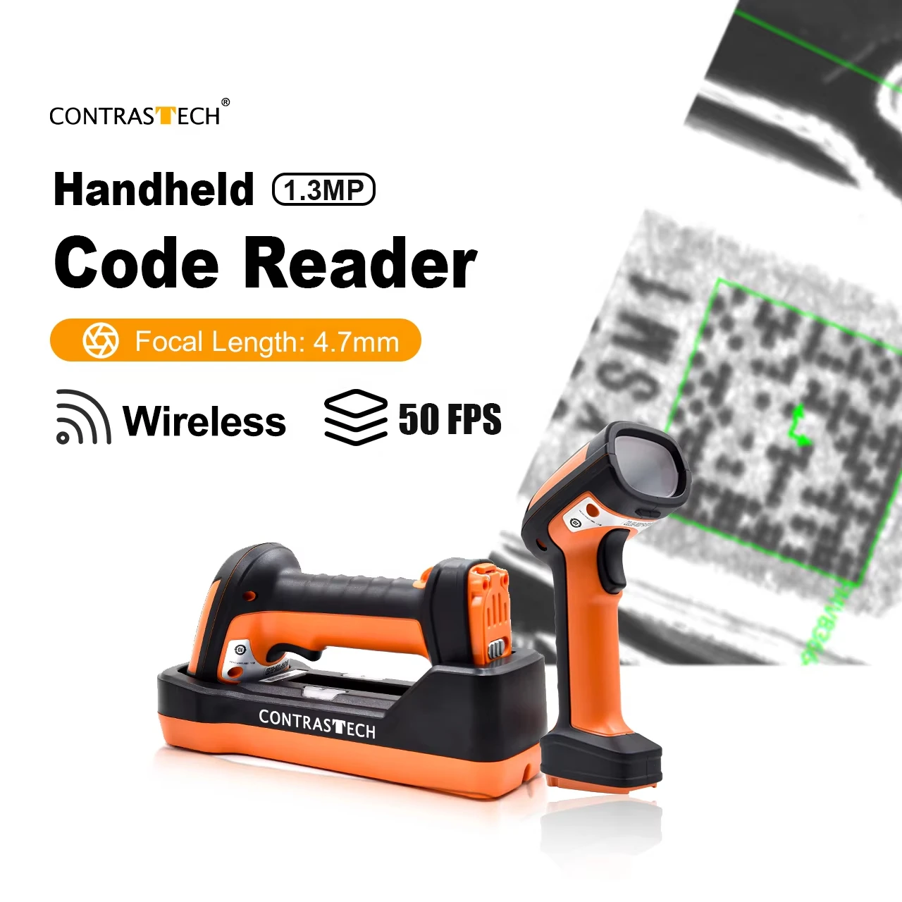Wireless 1.3MP 50fps IP67 Industrial Handheld DPM Barcode Scanner HR-X Rugged Code Reader for Warehouse Inventory CONTRASTECH