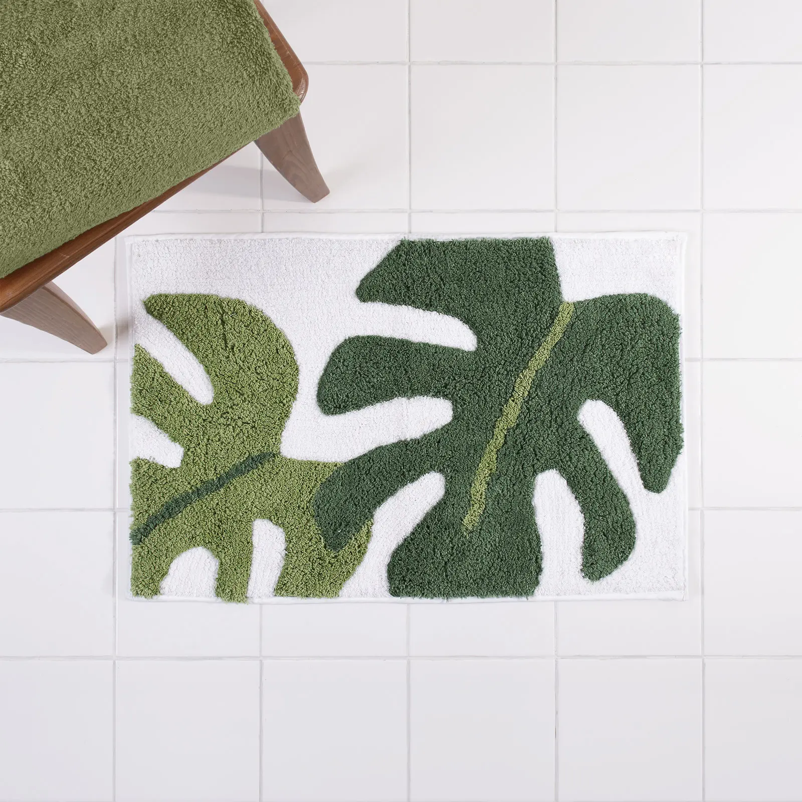 

Simple Leaves Elegant Rug Gift Handmade Non-Slip Soft Plush Absorbent Decoration Carpets Suitable for bedroom and bathroom