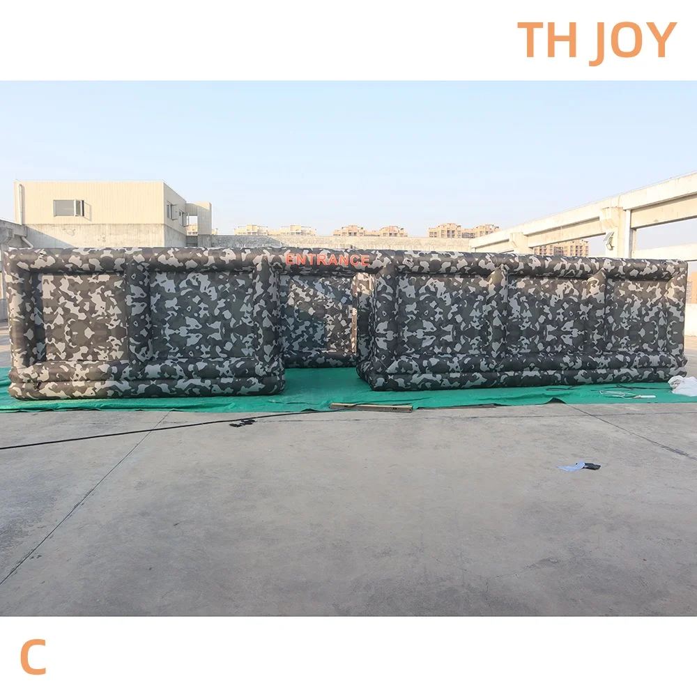 snelle luchtverzending tot deur, Camouflage Kleur Outdoor Opblaasbare laser tag game court, op maat opblaasbare Haunted Halloween Doolhof