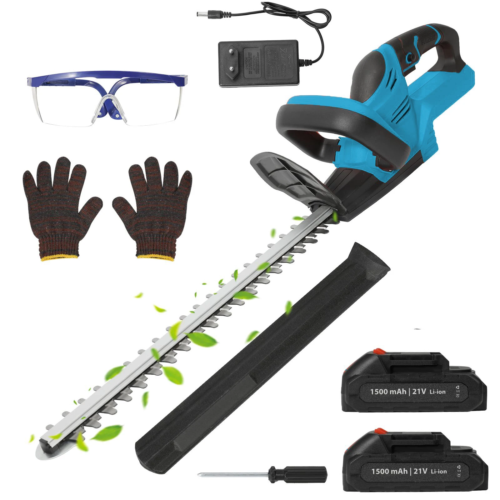 22 Zoll Akku-Heckenschere, Elektrische Schere mit Dual-Action-Klinge, 3/5 Zoll Schnittkapazität, 1500 U/min, mit Akku & Ladegerät, für Makita 18V Batterie, Garten-Strauchschneidewerkzeug für Rasen und