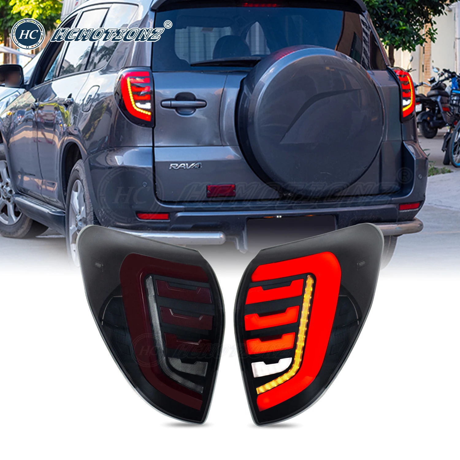 

HCMOTIONZ DRL Tail Lights For Toyota Rav4 3th GEN 2006-2012 Sequential Animation Car Rear Lamps Assembly Accessories