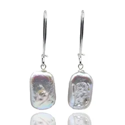 Ladies Earrings Natural Pearl Earrings Handmade Design Long Earrings Rectangular Irregular Baroque Pearl Girls Jewelry Gift