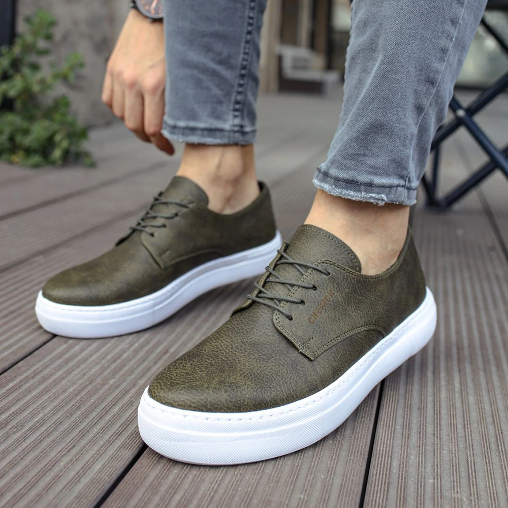 FOH Store Sneakers for Men Women GREEN Artificial Leather 2023 Spring Autumn Casual Lace Up Fashion Shoes High Base Sport Comfortable Light Vulcanized Daily Original Canvas Odorless Orthopedic Suits Office Wedding 005