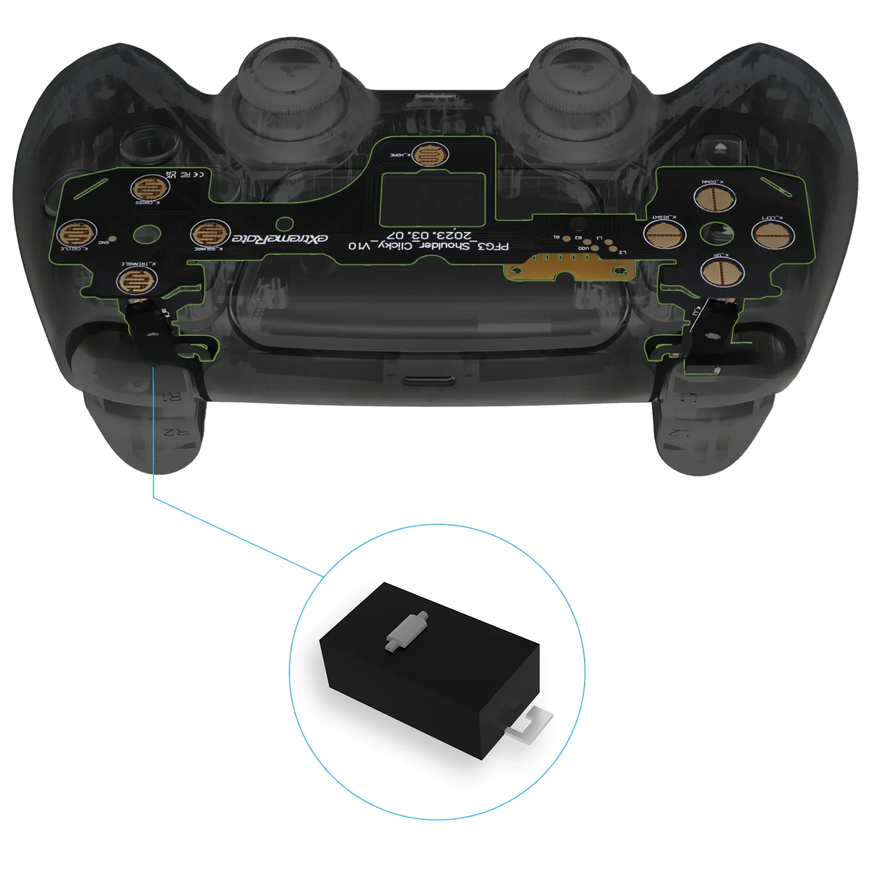 eXtremeRate Ergonomiczny mikroprzełącznik Zestaw do wyzwalacza włosów dla kontrolera ps5 BDM-030, przyciski na ramionach — zdjęcie 2