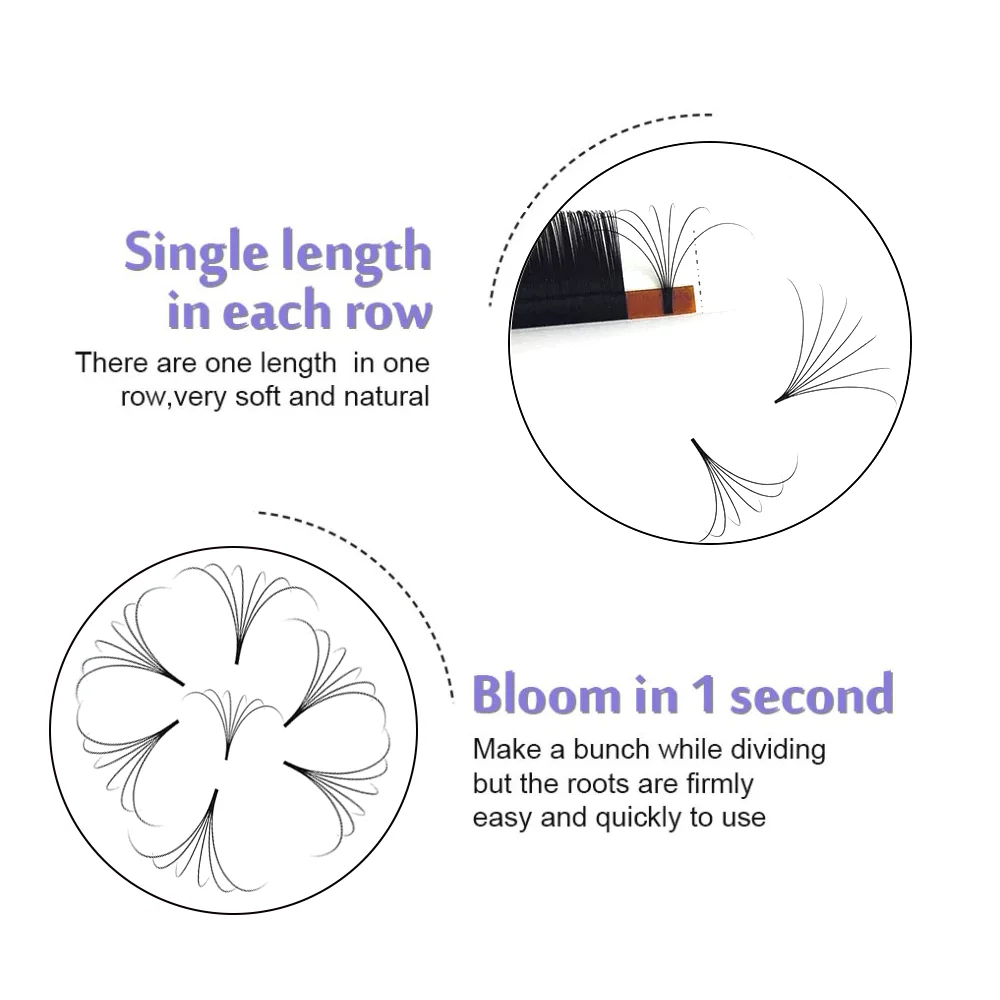 Masscaku individuelles Volumen Wimpern 0, 07 0,05mm 8-15mm Misch größe automatische blühende Zilien Seide Wimpern verlängerungen Großhandel Lieferungen – Detail 5