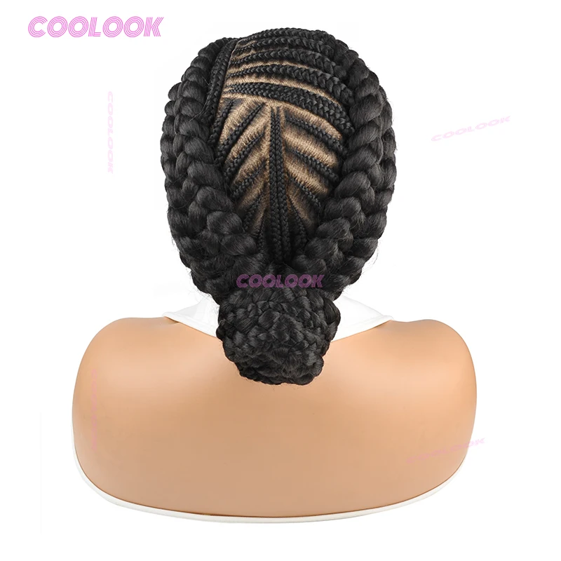 Klebefreie Cornrow Geflochtene Dutt-Perücke Synthetische Vollspitzen-Geflochtene Perücken für Frauen Anfängerfreundlich mit Wechselnden Cornrows – Detail 12
