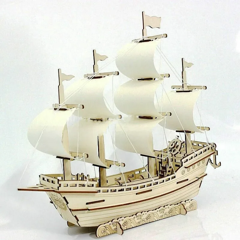 3D Holz Schiff Puzzle Spielzeug lernen Gebäude Roboter Modell DIY Segelboot Flugzeug Puzzle Flugzeug