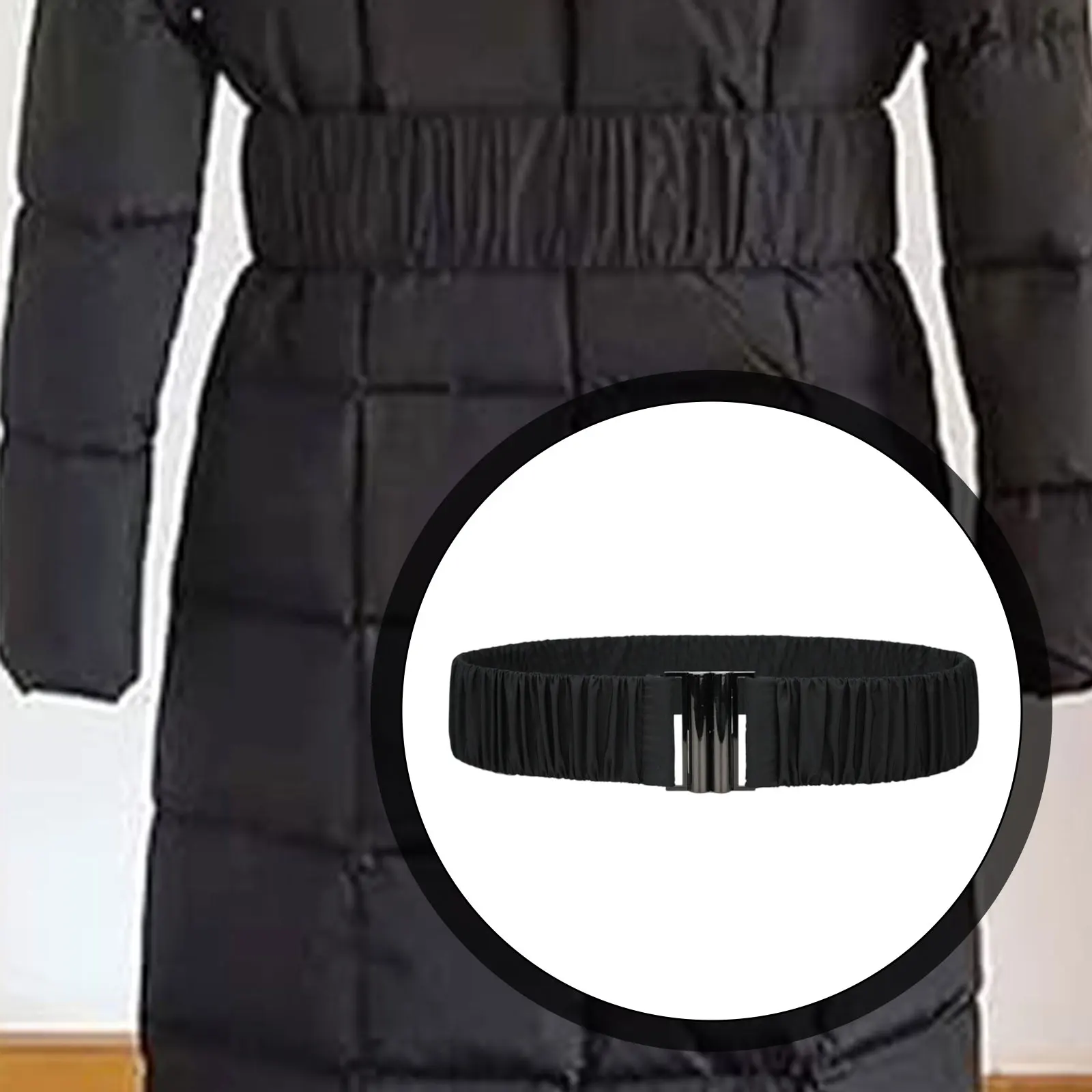 حزام خصر مرن أنيق قابل للتعديل، شريط مطاطي واسع للفساتين والسترات والمعاطف والسترات والسترات المزخرفة غير المزخرفة