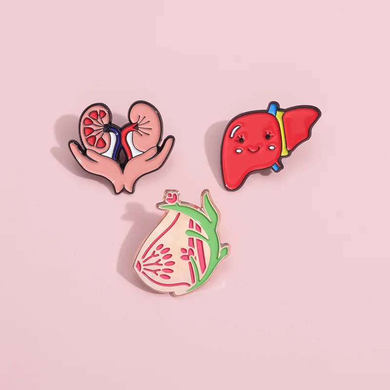 Creative Cartoon Medical Organ Series Enamel Brooch Kidney Lung Breast Lapel Pin Badge Backpack Clothing Hat Accessories