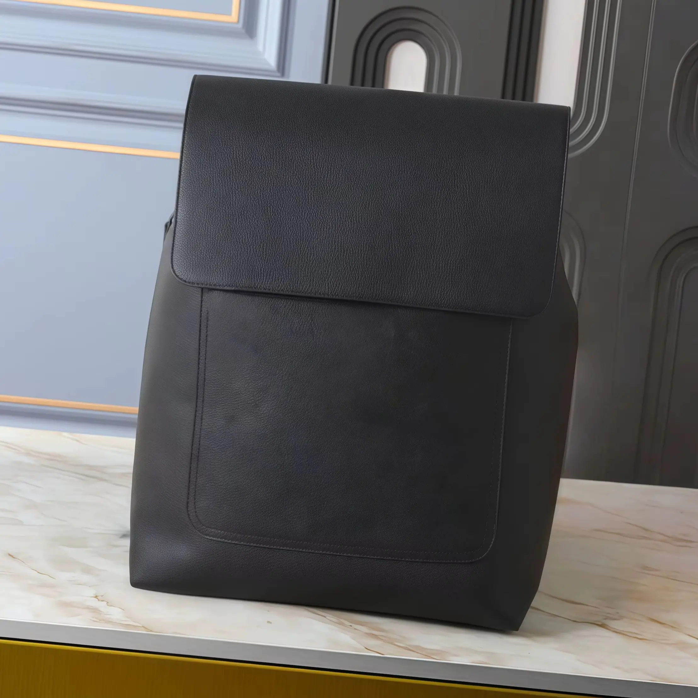 

2026 Новый женский рюкзак, унисекс, большой вместимости, кожа, два цвета в наличии: черный, 38 x 43 x 15 см.