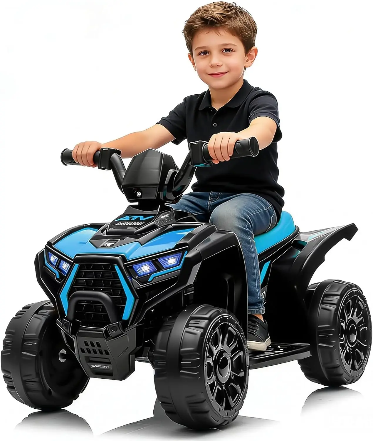 6V Blue Kids Ride‑On ATV Quad, 390# Single Drive Motor Electric Toy Car, 4.5AH Battery with Charger, Plastic Seat Wheels, No Remote, US Full‑Environment‑Friendly Children Outdoor Gift