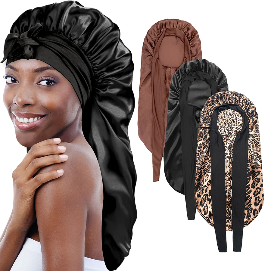 

3-х предметная гладкая шелковая шапочка для сна, женские вьющиеся прямые шапочки для ухода за волосами, регулируемые повседневные многофункциональные шапочки для волос с защитой от вьющихся волос