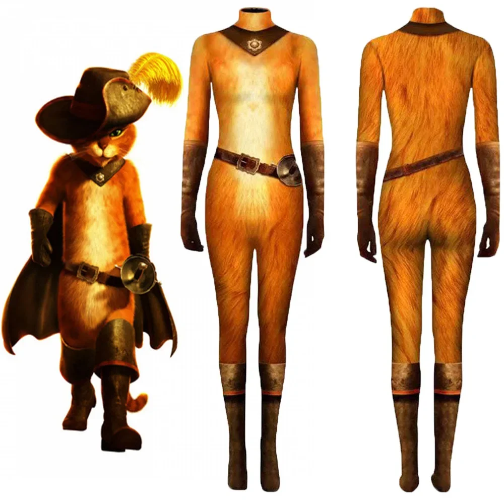 Cat in Boots Cosplay Costume pour adultes et enfants, Onesie, Unisex Puss Jumpsuit, Everak Halloween Outfits, Drum Suit
