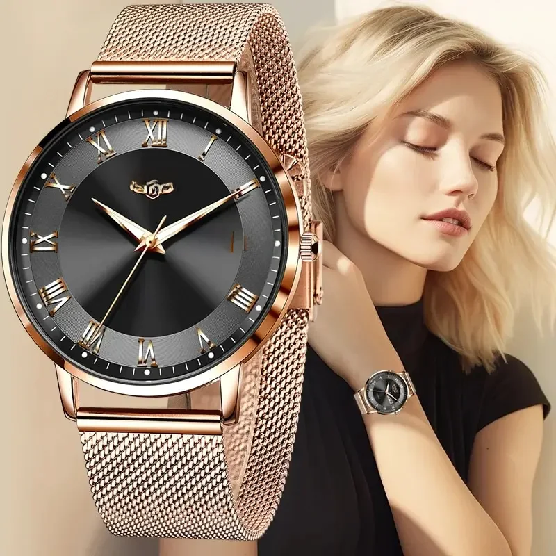 LIGE 2024 nouvelle montre femmes montres de luxe dames créatif en acier femmes Bracelet montres femme étanche horloge Relogio Feminino