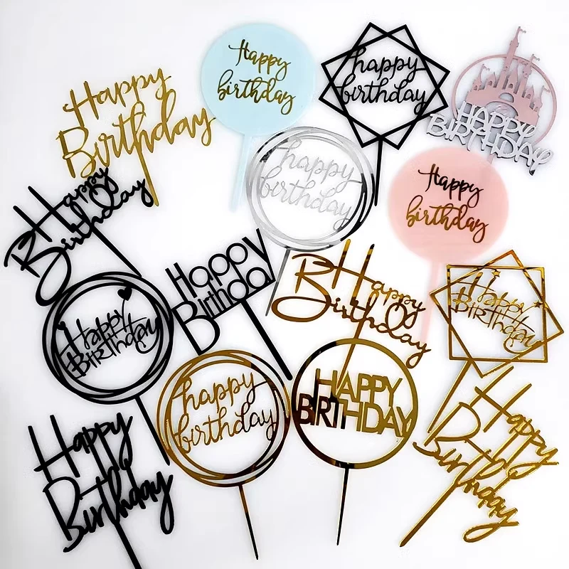 Tarjeta grande y gruesa de acrílico para decoración de pasteles, tarjetero creativo para hornear, postre, fiesta, feliz cumpleaños