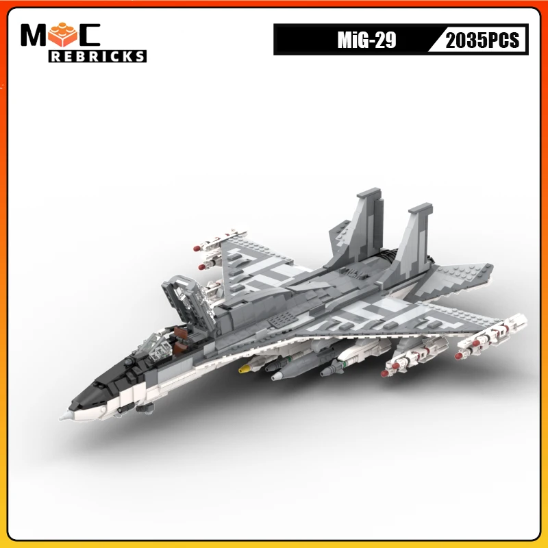 WW2 Military Weapons Russian Air Force MiG-29 Fighter MOC Building Blocks Aircraft Model Technology Bricks Toys Children Gift