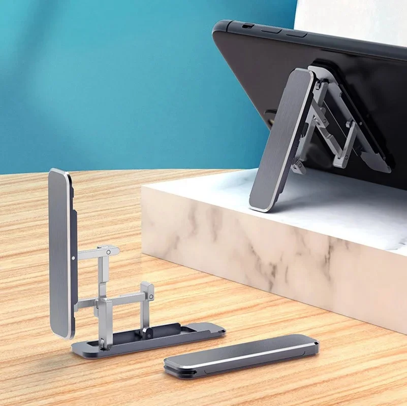 Składany mini metalowy uchwyt na telefon Składany stojak na biurko ze stopu aluminium Obrotowy o 360 stopni Uniwersalny uchwyt na biurko do telefonu komórkowego — zdjęcie 2