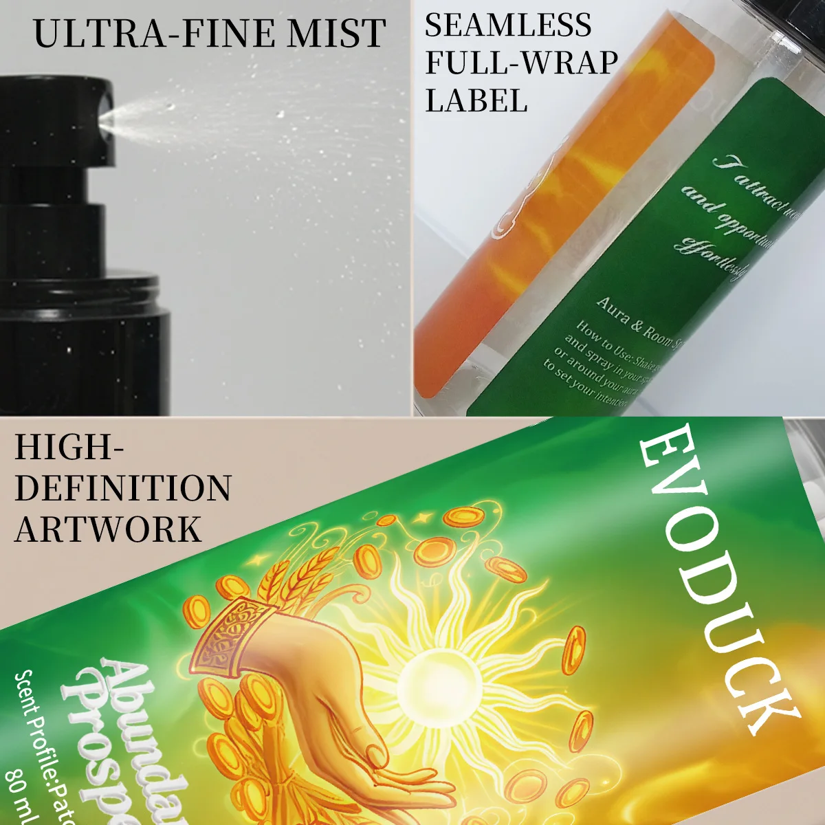 80 مل عطر مزيل عرق للجسم رذاذ معطر جو، قانون الجذب وفرة عرض الطاقة عطر طبيعي يدوم طويلاً