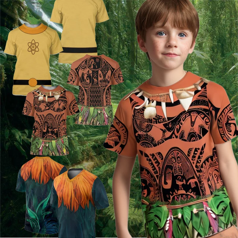 Maui Moana Summer 3D Printed TShirt Childrens Casual Short Sleeve Tops Boys Girls Cosplay Halloween Party Costumes Birthday Gift