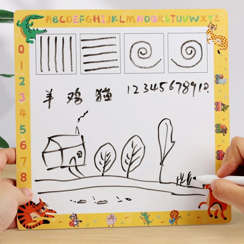 Wooden Toddler Puzzles Color Recognition Early Education Toy Montessori Double-sided Drawing Board Toy Kids Fine Motor Toy Gifts