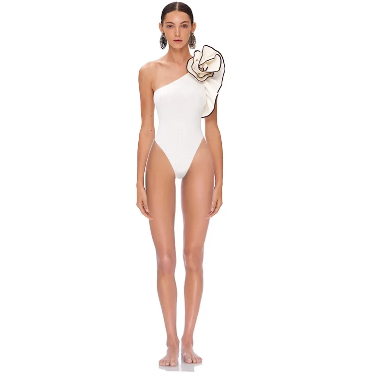 2024 trend Woman sexy 3D Flower white Swimsuit set two-piece Swimwear Women luxury Beachwear Bathing Suit beach dress