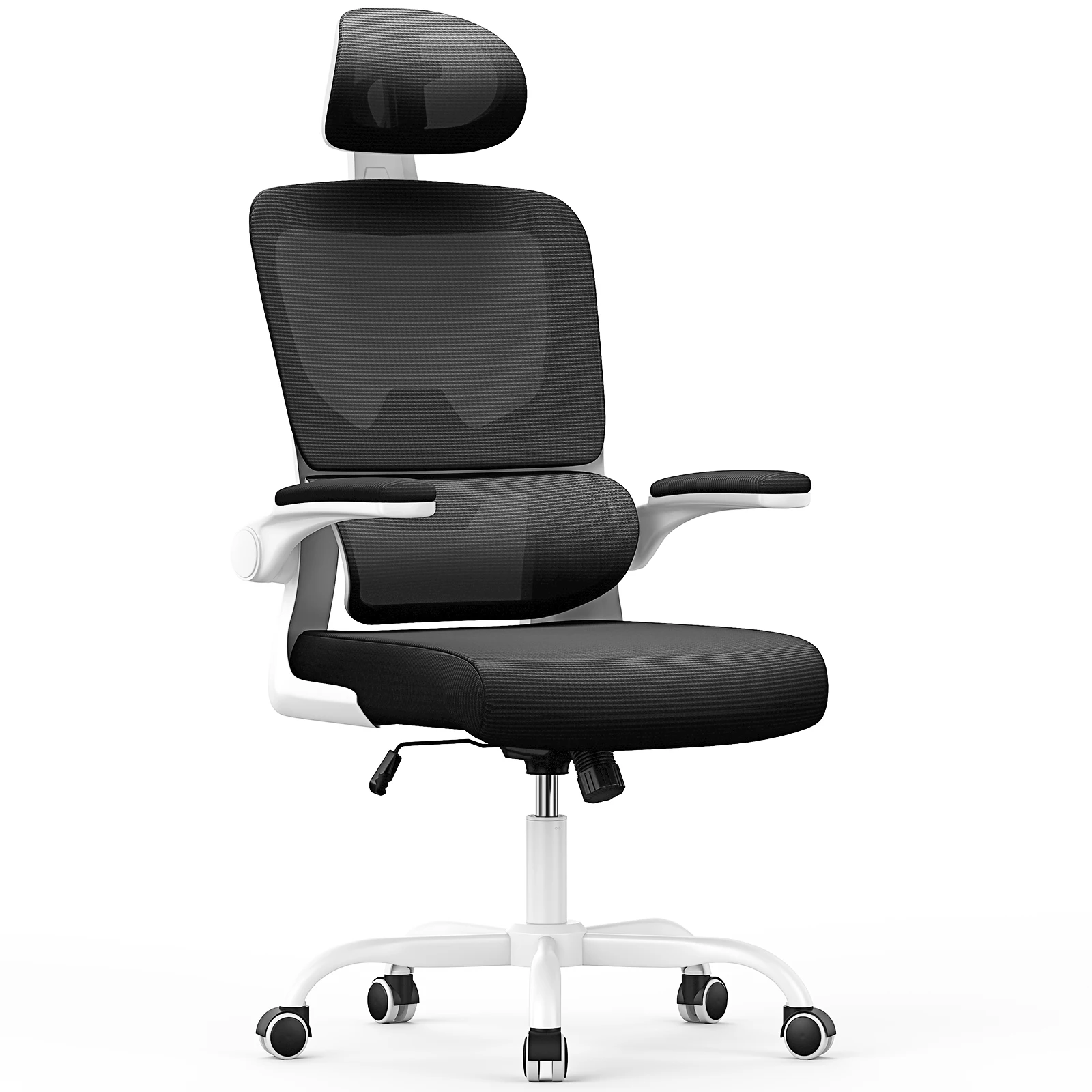GartistGO Ergonomischer Bürostuhl mit Lendenwirbelstütze, Home-Office-Schreibtischstuhl, verstellbare Kopfstütze und hochklappbare Armlehnen