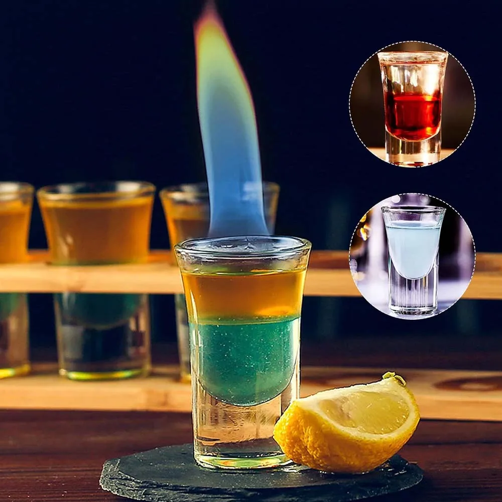 MUGLIO 6pcs Glass 30ml Drinking Cups with Thick Bottom Clear Glass Strong Baijiu Wine Cup Small Cups