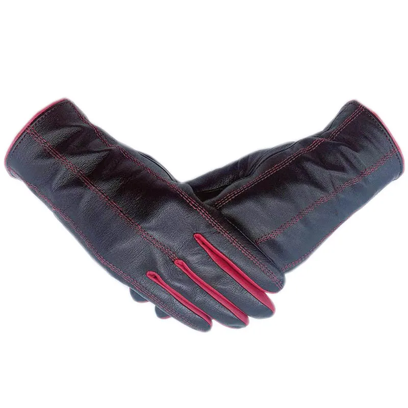 

Winter women's genuine leather gloves comfortable and fashionable new style driving and riding warm women's sheepskin black leat