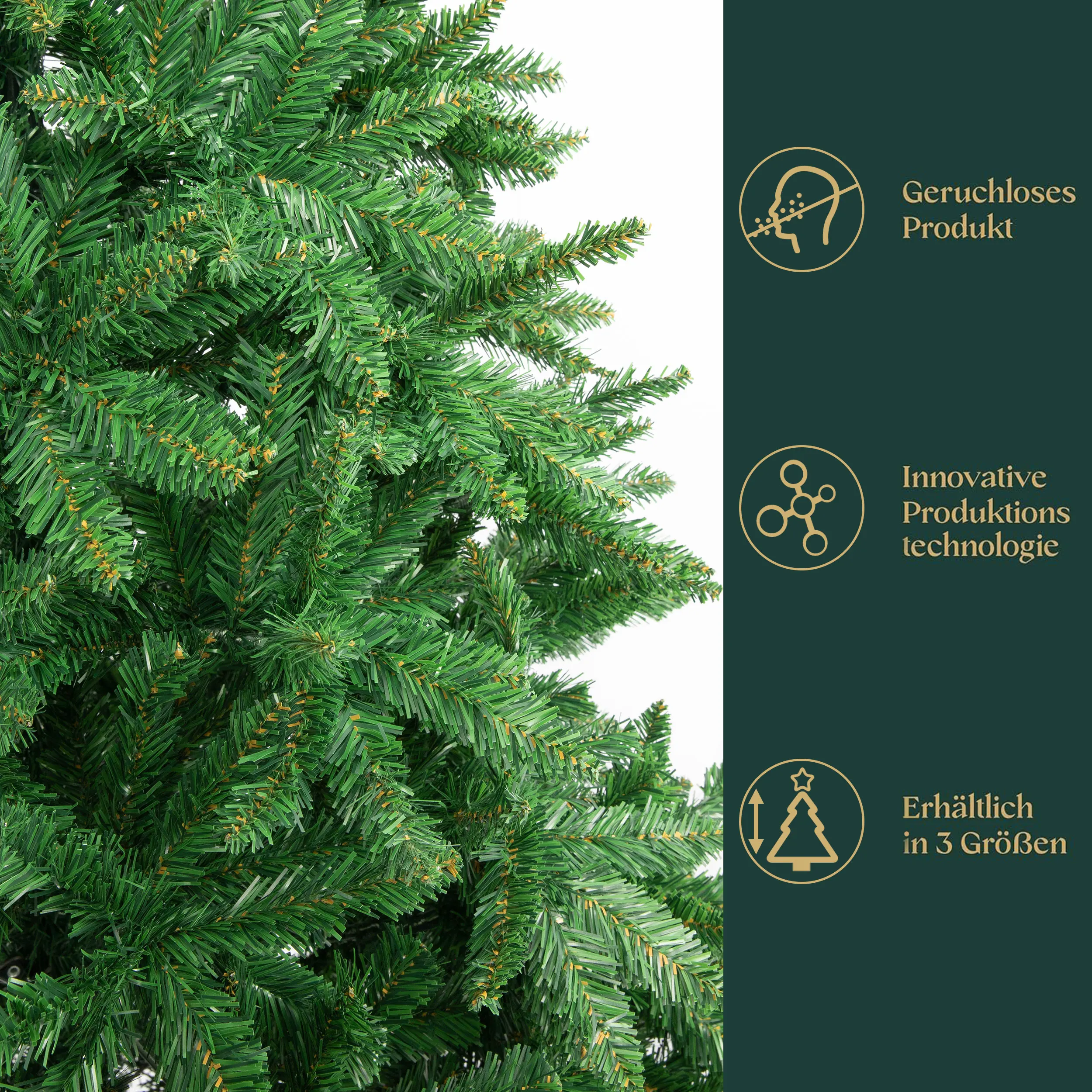 180 cm künstlicher Weihnachtsbaum aus PVC mit 1205 Spitzen, Metallständer, faltbare, einfach zu montierende Bäume, Neujahrs-Party-Dekoration für den Innenbereich – Detail 6
