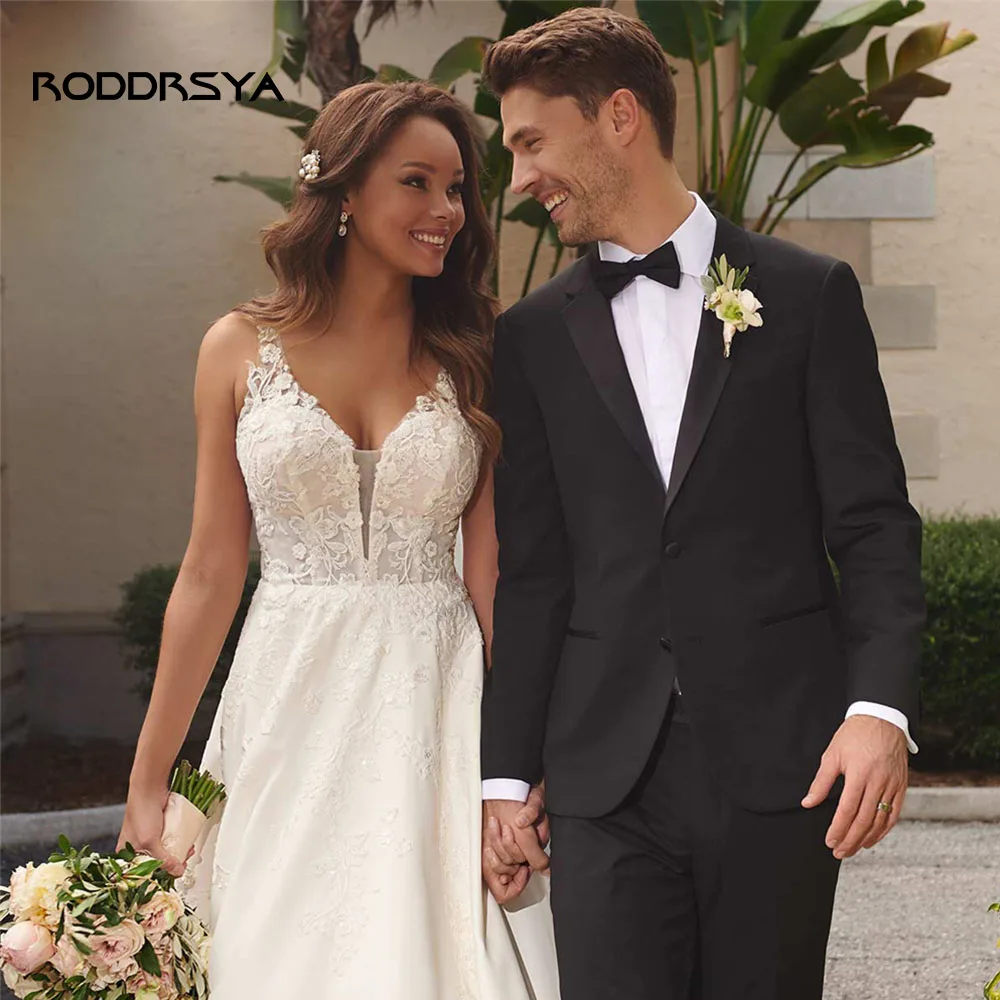 RODDRSYA Exquisite Sweetheart Lace A Line abiti da sposa 2023 per le donne abiti da sposa Appliques Button Backless Robe De Mariée