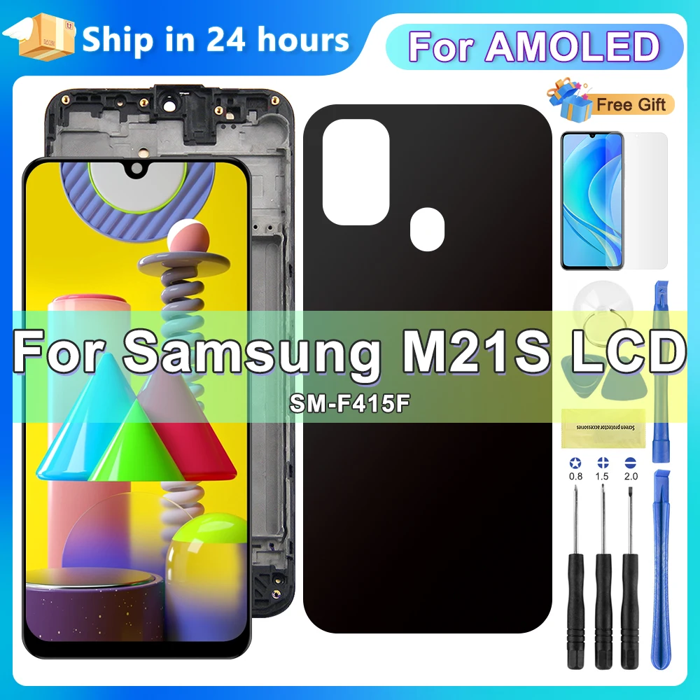 

Super AMOLED For Samsung M21S LCD with Frame, Display Touch Screen Digitizer Assembly for Samsung M21s SM-F415F/DS Replacement