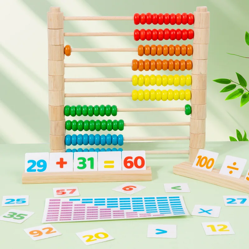 Wooden Abacus Toy Montessori Educational Counting Toy Kids Preschool Math Learning Toys Number Arithmetic Abacus Toddler Gifts