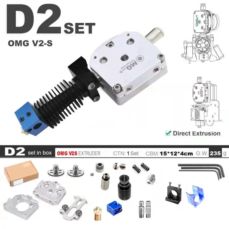 Cikonielf Extrudeuse à 2 vitesses Kit d'extrudeuse d'imprimante 3D Full Metal 2 Gear